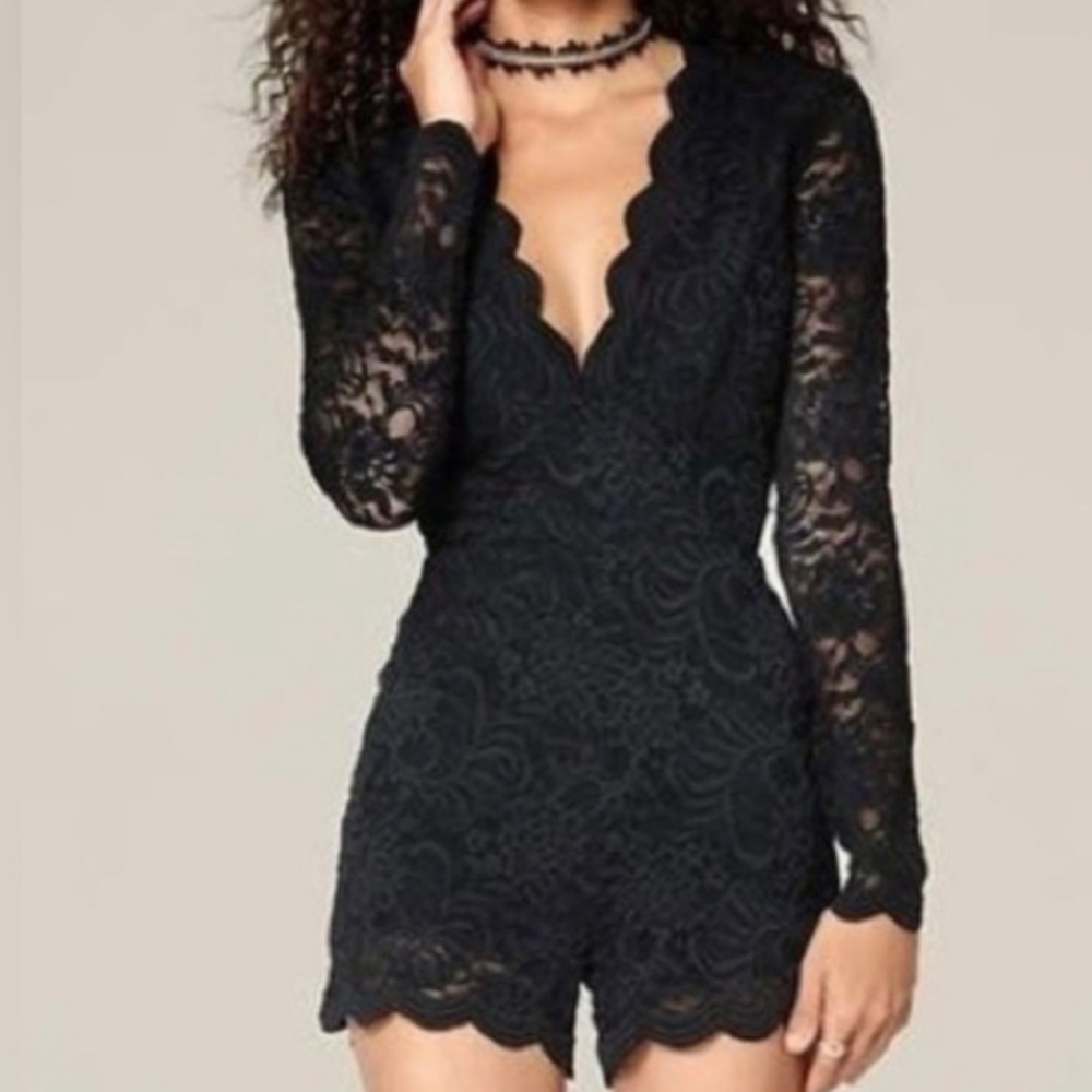 Bebe Black Size 4 Lace Romper One Piece